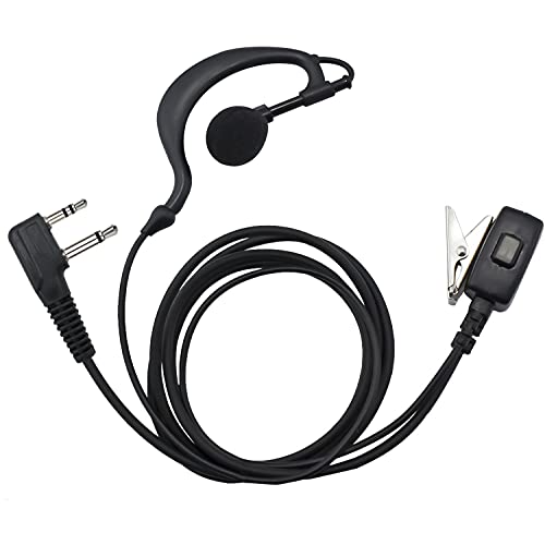 TECHSIDE Midland - Micrófono auricular envolvente de 2 pines para radio de radiofrecuencia, compatible con G7 Pro G8 G9 Pro M24 M24 Plus M48 M99 G6 XT G7 XTR | Vigilancia Seguridad SoftAir