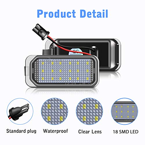 TECTICO LED Luces matrícula coche E-Mark ECE 6000K Blanco puro canbus No hay error Luz de matrícula Compatible con FORD Focus MK2 Mondeo MK4 Fiesta MK7 Kuga S-MAX, 2 piezas