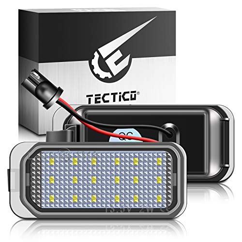 TECTICO LED Luces matrícula coche E-Mark ECE 6000K Blanco puro canbus No hay error Luz de matrícula Compatible con FORD Focus MK2 Mondeo MK4 Fiesta MK7 Kuga S-MAX, 2 piezas