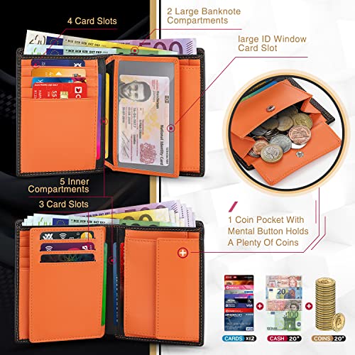 TEEHON Grande Cartera Hombre con Monedero, Cartera RFID, Cartera Hombre de Piel, Cartera Vertical Hombre con 16 para Tarjetas, Billetes y Monedas, Carteras para Hombre Incluye Caja de Regalo