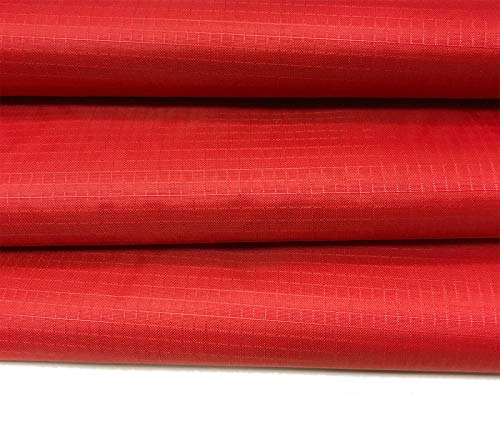 Tela de nylon teñida tejida impermeable Ripstop resistente al desgarro 60 pulgadas 150 cm de ancho (rojo, metro completo)