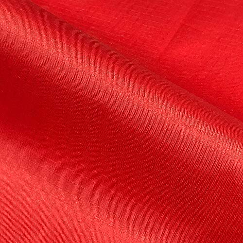 Tela de nylon teñida tejida impermeable Ripstop resistente al desgarro 60 pulgadas 150 cm de ancho (rojo, metro completo)