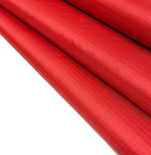 Tela de nylon teñida tejida impermeable Ripstop resistente al desgarro 60 pulgadas 150 cm de ancho (rojo, metro completo)