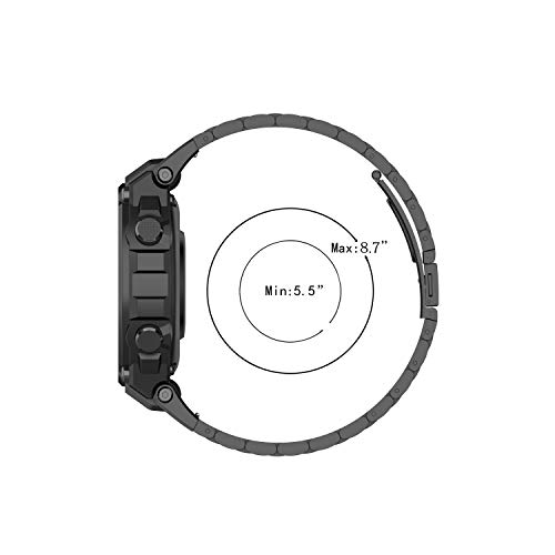 Tencloud Correas compatibles con la correa Amazfit T-Rex Pro, correa de metal de acero inoxidable de repuesto para reloj inteligente T-Rex Pro/T-Rex (negro)