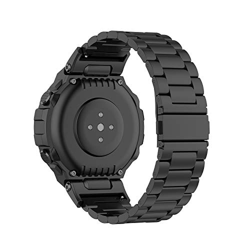 Tencloud Correas compatibles con la correa Amazfit T-Rex Pro, correa de metal de acero inoxidable de repuesto para reloj inteligente T-Rex Pro/T-Rex (negro)