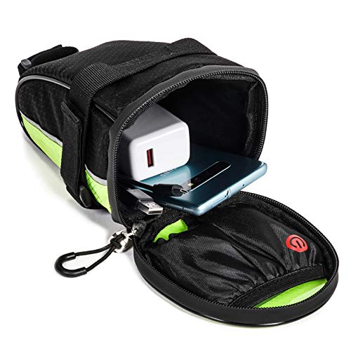 Tendia Bolsa trasera para bicicleta con control remoto inalámbrico Semáforos LED Oxford Bolsa para sillín de bicicleta Impermeable para ciclismo Correr Camping Senderismo Bolsa trasera de bicicleta