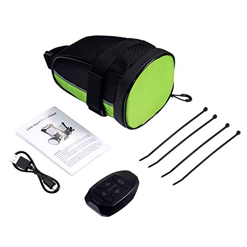 Tendia Bolsa trasera para bicicleta con control remoto inalámbrico Semáforos LED Oxford Bolsa para sillín de bicicleta Impermeable para ciclismo Correr Camping Senderismo Bolsa trasera de bicicleta