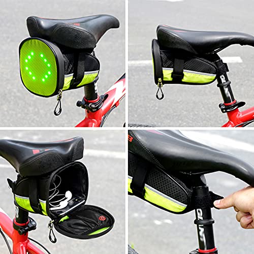 Tendia Bolsa trasera para bicicleta con control remoto inalámbrico Semáforos LED Oxford Bolsa para sillín de bicicleta Impermeable para ciclismo Correr Camping Senderismo Bolsa trasera de bicicleta