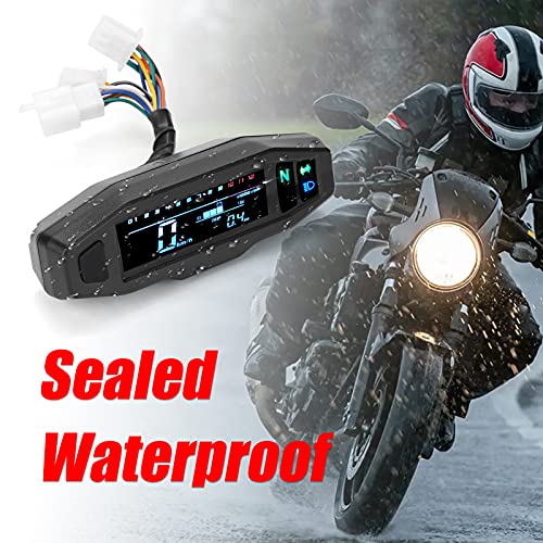 Tendia Mini medidor de motocicleta Digital LCD Universal velocímetro Digital odómetro tacómetro de bicicleta de Motor eléctrico Tacómetro de bicicleta con motor eléctrico