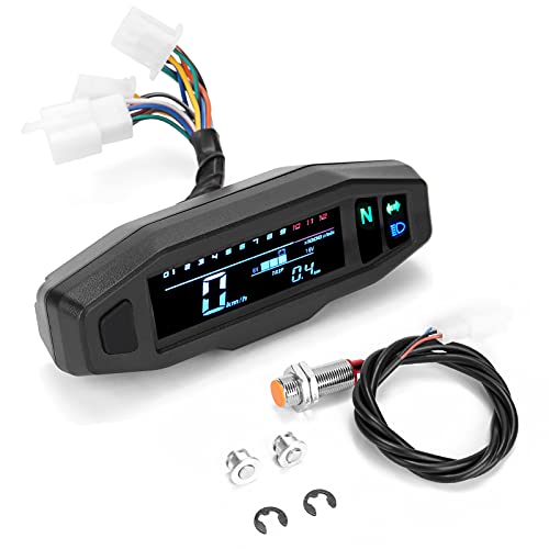 Tendia Mini medidor de motocicleta Digital LCD Universal velocímetro Digital odómetro tacómetro de bicicleta de Motor eléctrico Tacómetro de bicicleta con motor eléctrico