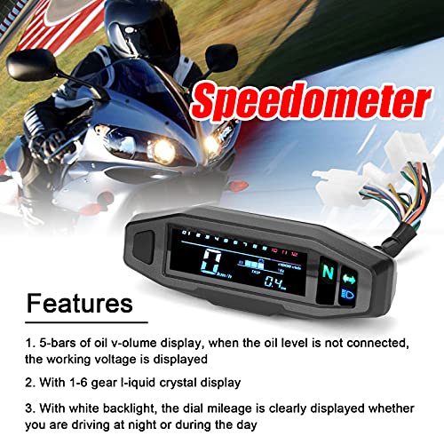 Tendia Mini medidor de motocicleta Digital LCD Universal velocímetro Digital odómetro tacómetro de bicicleta de Motor eléctrico Tacómetro de bicicleta con motor eléctrico