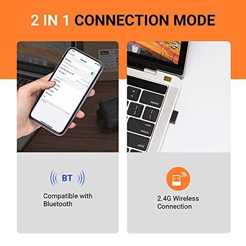 Tera Lector de código de Barras QR de Calidad Industrial 2D Inalámbrico 1D Escáner de Mano 2.4G Inalámbrico + Bluetooth Excelente Resistencia a caídas (3 m) con Soporte súper Estable, 8100-BU