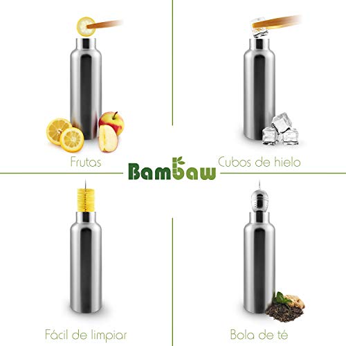 Termo Acero Inoxidable 750ml | Botella Agua Térmica | Botella Agua Deporte | Botella De Agua Reutilizable | Botella Acero | Botella Termo Portátil | Fácil De Limpiar | Insulated Bottle | Bambaw