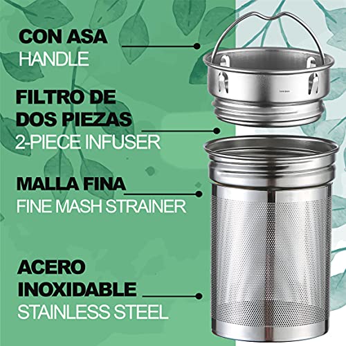 Termo Para Te de Cristal con Filtro Infusor de Acero Inoxidable - Con Funda de Fieltro - 500ml - Apto para Lavavajillas