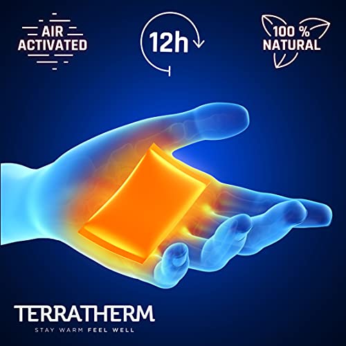 TerraTherm Calentadores de Manos, calienta Bolsillos para 12 Horas de Manos Calientes, Almohadillas térmicas activadas por Aire, 100% Calor Natural, calienta Manos, 30 Pares