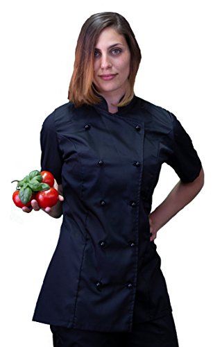tessile astorino Bordado gratuito – Chaqueta de cocinero de cocina – Casaca Chef de mujer de manga corta – Negra – Fabricado en Italia Nera, Donna XL
