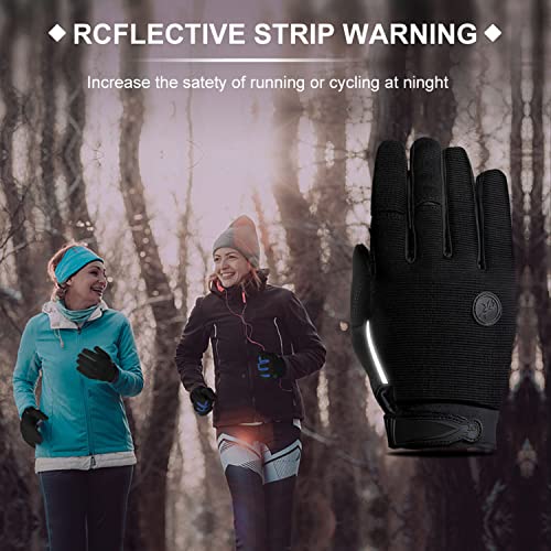 TEUEN Guantes Ciclismo Dedos Largos Guantes MTB con Pantalla Táctil Guantes Bicicleta Montaña para Hombre Mujer Guantes De Ciclismo con Acolchadas De Gel (Negro, M-Medio)