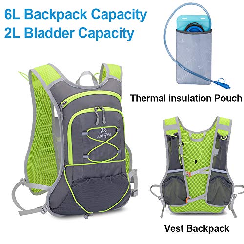 TEUEN Mochila de Hidratación con 2 litros Bolsa de Agua, Mochila Agua Mujer Hombre 6 litros Mochilas Trail Running Ligera para Correr Senderismo o Ciclismo Unisex Adulto (Gris)