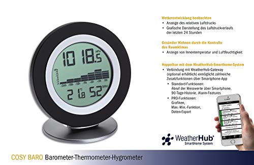 TFA Dostmann WeatherHub - Termómetro e higrómetro barómetro Digital, con Vista gráfica