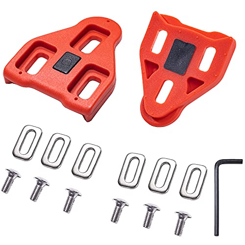 TFNYCT Tacos de Bicicleta – Pedales de Ciclismo autobloqueante – Juego de Tacos de Ciclismo para Interior y Bicicleta de Carretera, Compatible con Zapatos Shimano&Look(9 ° Float)(rojo3)