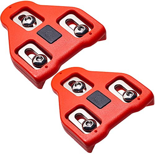 TFNYCT Tacos de Bicicleta – Pedales de Ciclismo autobloqueante – Juego de Tacos de Ciclismo para Interior y Bicicleta de Carretera, Compatible con Zapatos Shimano&Look(9 ° Float)(rojo3)