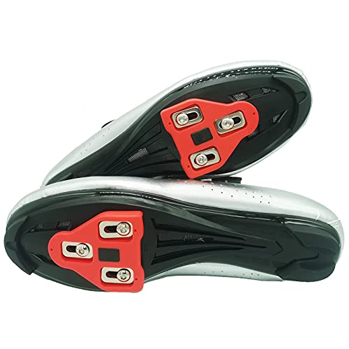 TFNYCT Tacos de Bicicleta – Pedales de Ciclismo autobloqueante – Juego de Tacos de Ciclismo para Interior y Bicicleta de Carretera, Compatible con Zapatos Shimano&Look(9 ° Float)(rojo3)