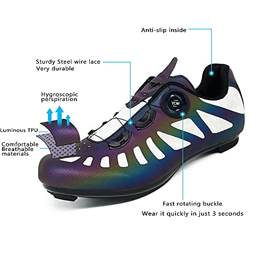 TFNYCT Zapatilla de Ciclismo Hombre Bicicleta Carretera MTB Tacos Luminous Respirables Mountain Interior Zapatillas de Ciclismo (Multi, Numeric_43)