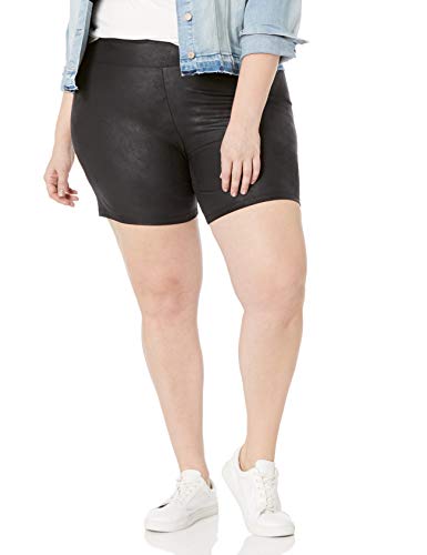 The Drop Jackie Short de Ciclista Ajustado de Cuero Sintético, Negro, XL