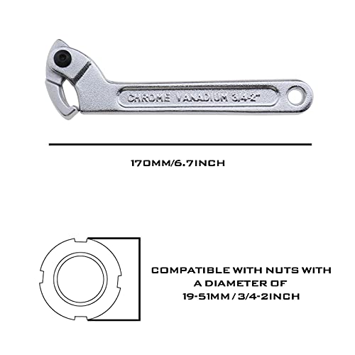 The Lord of the Tools - Llave inglesa con gancho ajustable para moto (19 - 51 mm), color cromado