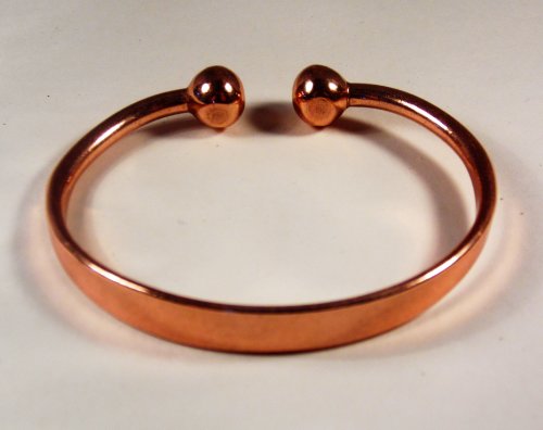 The Online Bazaar Juego de Pulsera de Torques de Terapia de Cobre Magnético y Anillo de Cobre Magnético Grabado para Hombres o Mujeres - Anillo Mediano: 19-21mm