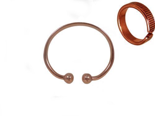 The Online Bazaar Juego de Pulsera de Torques de Terapia de Cobre Magnético y Anillo de Cobre Magnético Grabado para Hombres o Mujeres - Anillo Mediano: 19-21mm