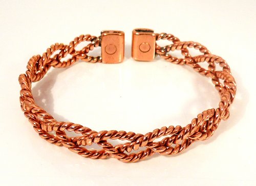 The Online Bazaar Mujer Diseño Entrelazado Magnético Pulsera De Cobre y Líneas Efecto magnético cobre Anillo Combi Set con Presentación Caja De Regalo - Grande Tamaño De Anillo: 22-25 mm