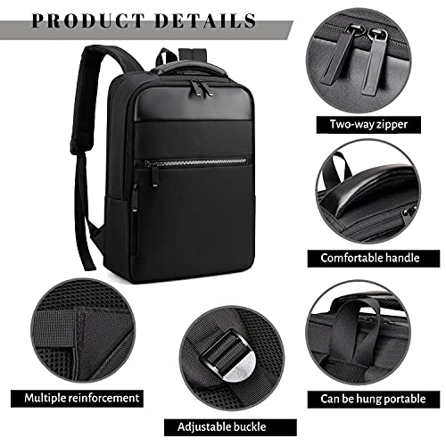 Thnkstaps Mochila Para Portátil, Antirrobo Mochila Portátil, Mochila de Negocios Impermeable para Hombres, Mochila de Viaje Transpirable Para Estudiantes, Con Puerto USB-Negro