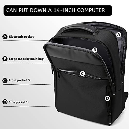 Thnkstaps Mochila Para Portátil, Antirrobo Mochila Portátil, Mochila de Negocios Impermeable para Hombres, Mochila de Viaje Transpirable Para Estudiantes, Con Puerto USB-Negro