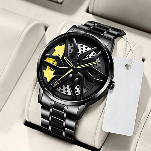 Thomm Reloj para Hombre, Buje De Llanta De Coche, Diseño De Rueda Estereoscópica, Movimiento De Cuarzo Impermeable para Hombre, Reloj De Pulsera Deportivo, Entusiasta del Coche