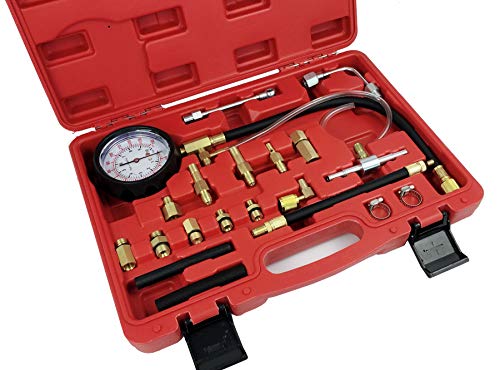 ThreeH 0-140 PSI Kit de prueba de presión de la bomba de inyección de combustible Inyector Tester Calibrador Gasolina Coches Camiones para válvula Schrader MA03