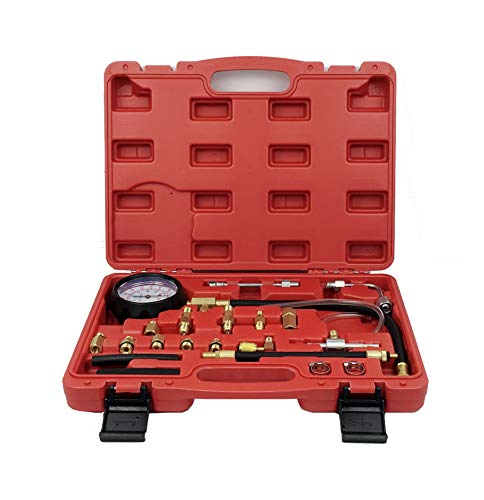 ThreeH 0-140 PSI Kit de prueba de presión de la bomba de inyección de combustible Inyector Tester Calibrador Gasolina Coches Camiones para válvula Schrader MA03