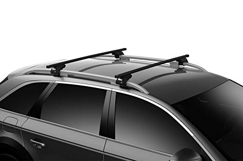 Thule SquareBar Evo 127, Barras de sección cuadrada clásicas con revestimiento de polímero negro. Pack de 2.