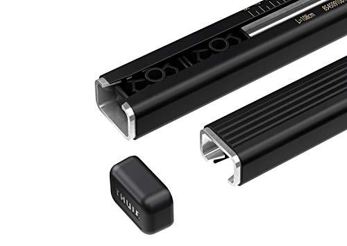 Thule SquareBar Evo 127, Barras de sección cuadrada clásicas con revestimiento de polímero negro. Pack de 2.