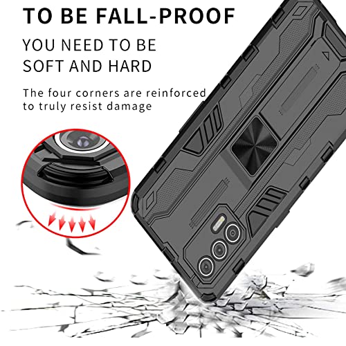 Tianyan Funda Realme GT,Anti-Shock 360 Grados con Soporte Carcasa [Dual Layer 2in1 Hard PC y Silicona TPU Tough Armor Case] protección Funda para Realme GT,Negro