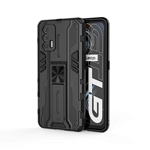 Tianyan Funda Realme GT,Anti-Shock 360 Grados con Soporte Carcasa [Dual Layer 2in1 Hard PC y Silicona TPU Tough Armor Case] protección Funda para Realme GT,Negro