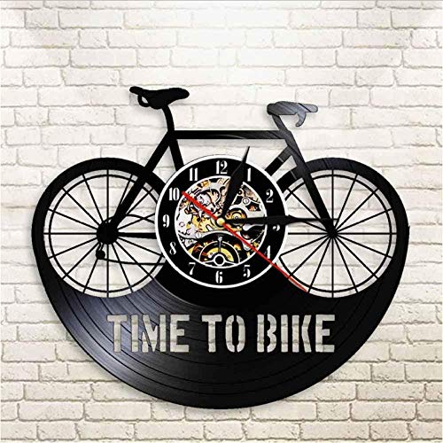 Tiempo para Ciclistas, Cita de inspiración, decoración del hogar, Bicicleta de montaña, Reloj de Pared, Antiguo, Bicicleta, Ciclista, Reloj de Pared con Disco de Vinilo Retro