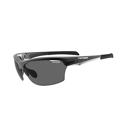 Tifosi Gafas de sol unisex de lentes únicas, color negro brillante, ahumado, talla única