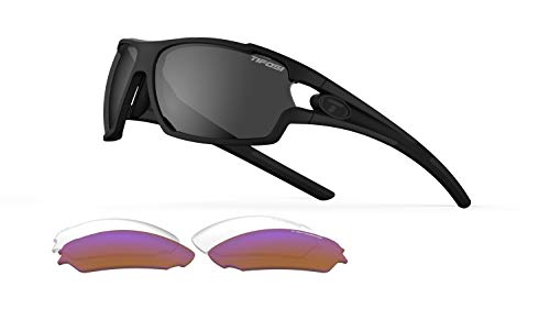 Tifosi Gafas unisex Amok con lentes intercambiables, color negro mate, talla única