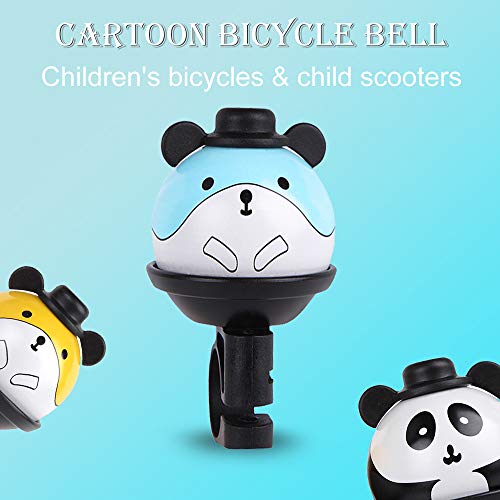 Timbre de bicicleta para niños, campana para patinete infantil, lindos dibujos animados panda y 1 par de serpentinas de bicicleta, accesorio de decoración de bicicleta adecuado para niños y niñas