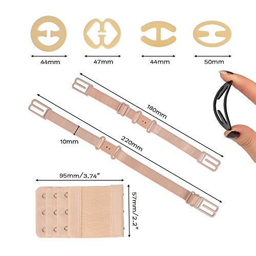 TIMESETL Extensores de Sujetador 21pcs Tirantes y Alargador del Sujetador Muticolor Antideslizantes Accesorios para Sujetador Tela de Nylon + Hebilla de Acero Inoxidable