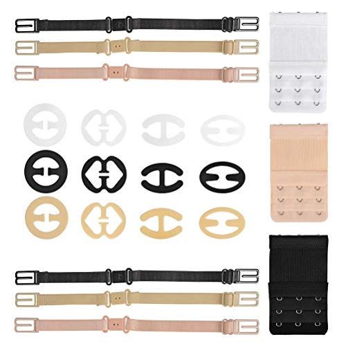 TIMESETL Extensores de Sujetador 21pcs Tirantes y Alargador del Sujetador Muticolor Antideslizantes Accesorios para Sujetador Tela de Nylon + Hebilla de Acero Inoxidable