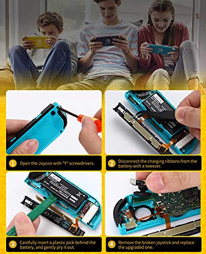 TiMOVO 4PZS Recambios de Joystick Compatible con Nintendo Switch OLED 2021/Switch/Switch Lite Joycon, 24 PZS Kit de Herramientas de Reparación Profesional Herramienta de Palanca, Destornilladores