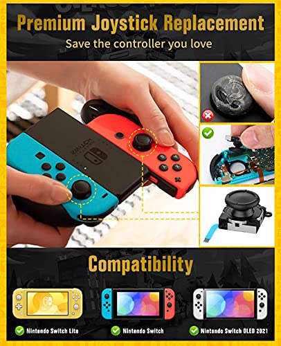 TiMOVO 4PZS Recambios de Joystick Compatible con Nintendo Switch OLED 2021/Switch/Switch Lite Joycon, 24 PZS Kit de Herramientas de Reparación Profesional Herramienta de Palanca, Destornilladores