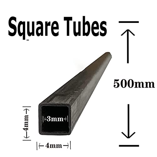 TINGCHAO Tubo Cuadrado de Fibra de Carbono Puro (Hueco) OD 4x4 mm ID 2x2 mm Longitud 500 mm / 19,7 Pulgadas para Aviones Quadcopter RC 3 Piezas,4x4x3x3mm